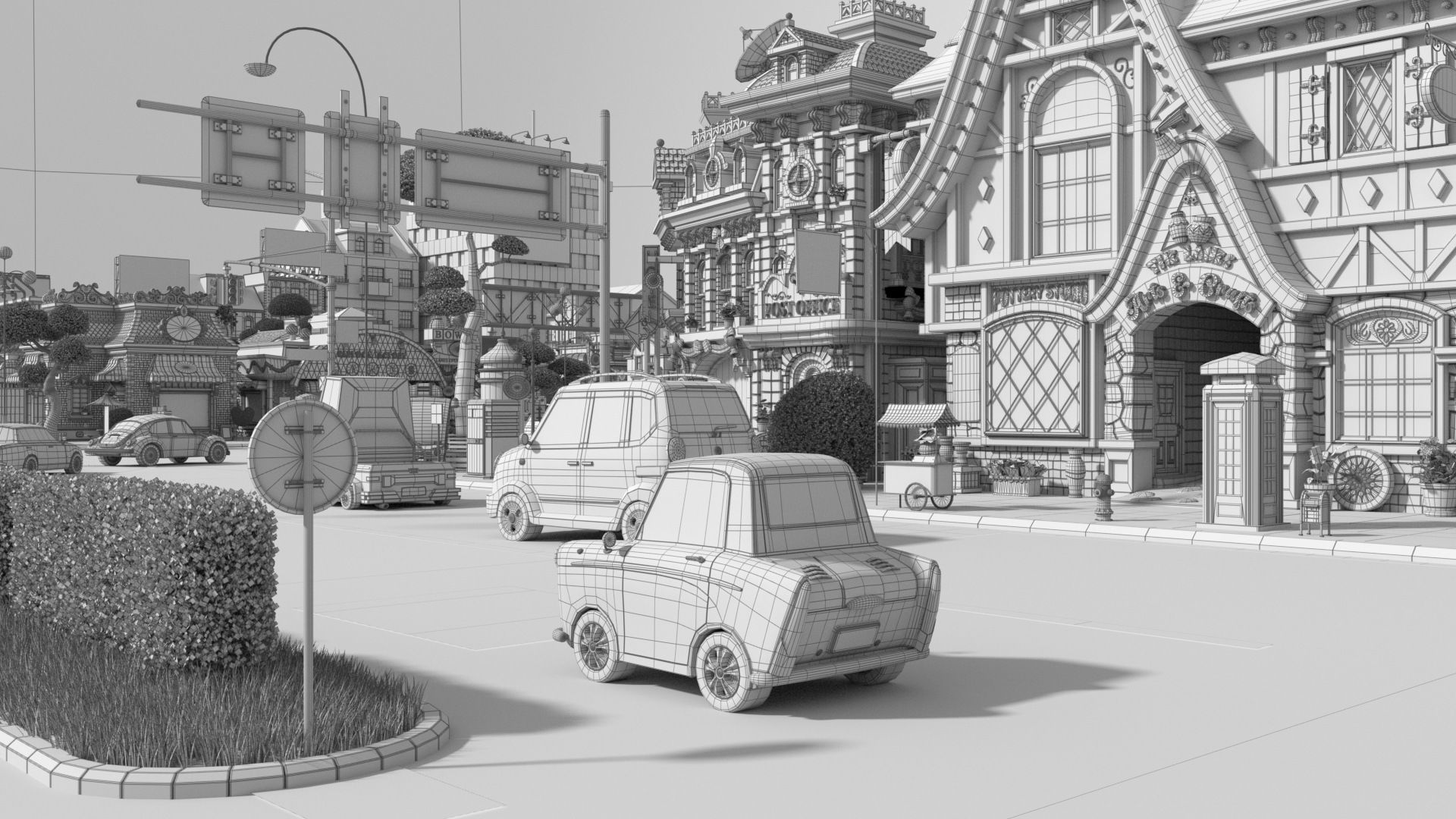 Cartoon City Street Scene V3 3D model_81