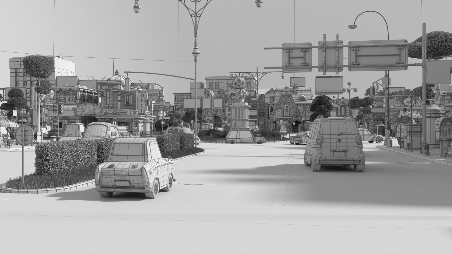 Cartoon City Street Scene V3 3D model_94