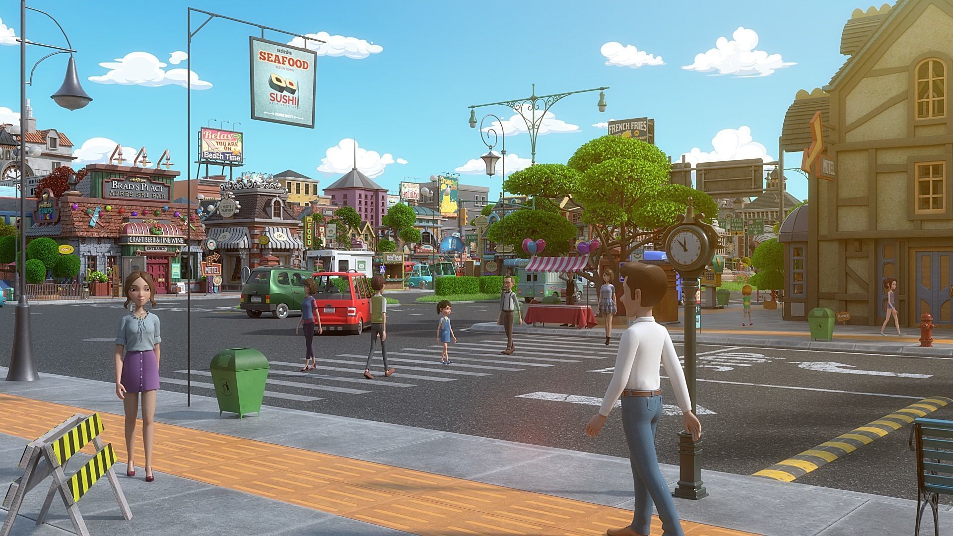 Cartoon City Street Scene V3 3D model_10