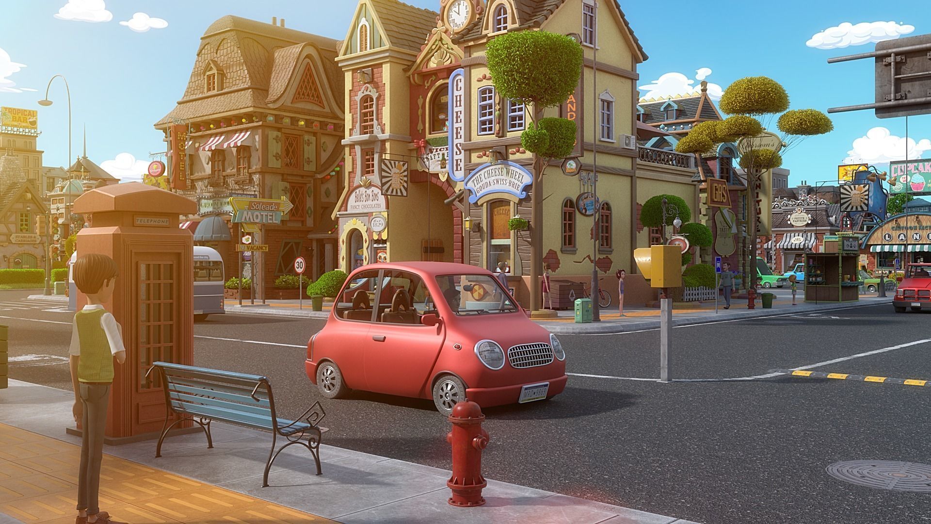 Cartoon City Street Scene V3 3D model_11