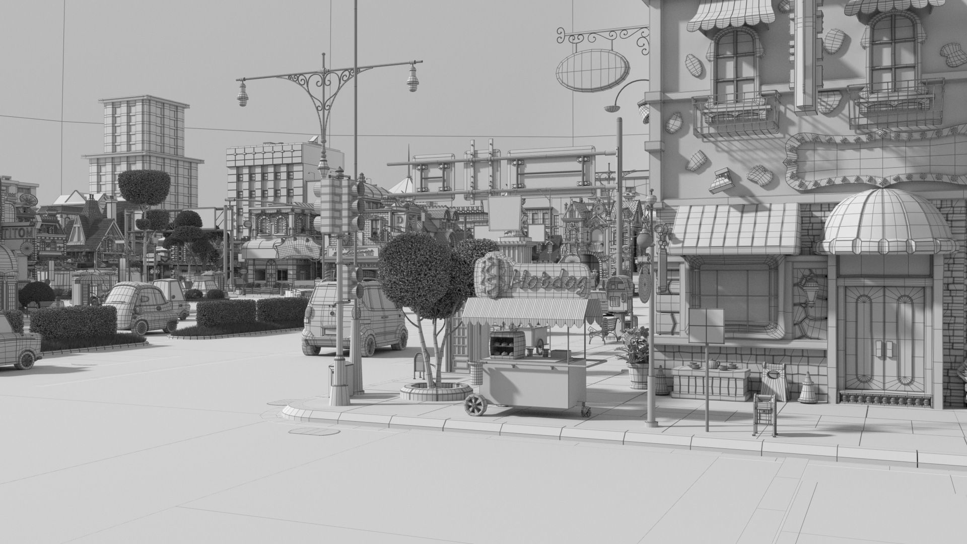 Cartoon City Street Scene V3 3D model_80