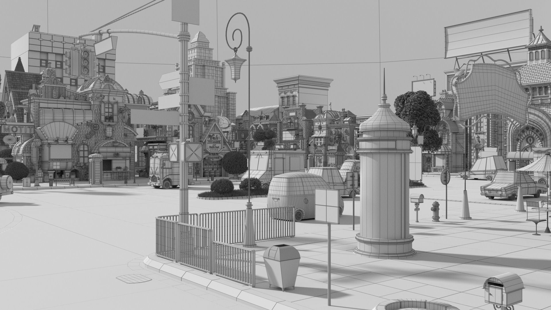 Cartoon City Street Scene V3 3D model_64