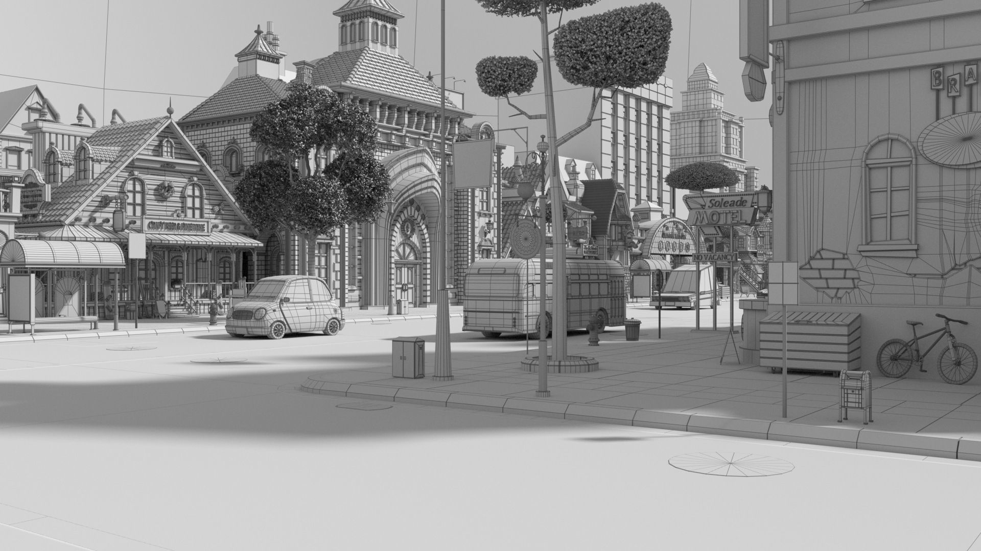 Cartoon City Street Scene V3 3D model_86