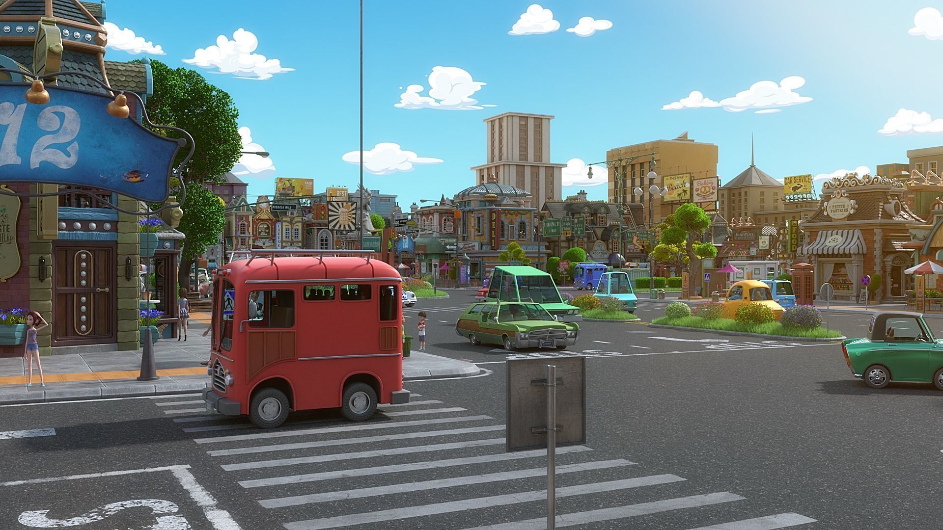 Cartoon City Street Scene V3 3D model_29