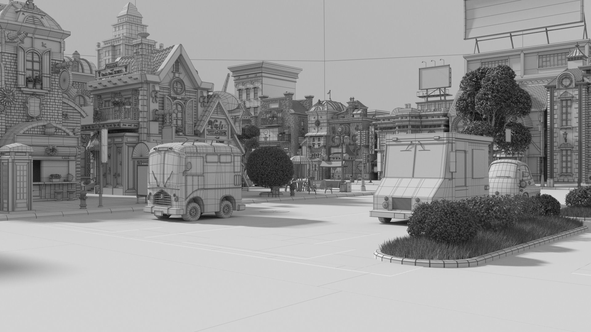 Cartoon City Street Scene V3 3D model_68