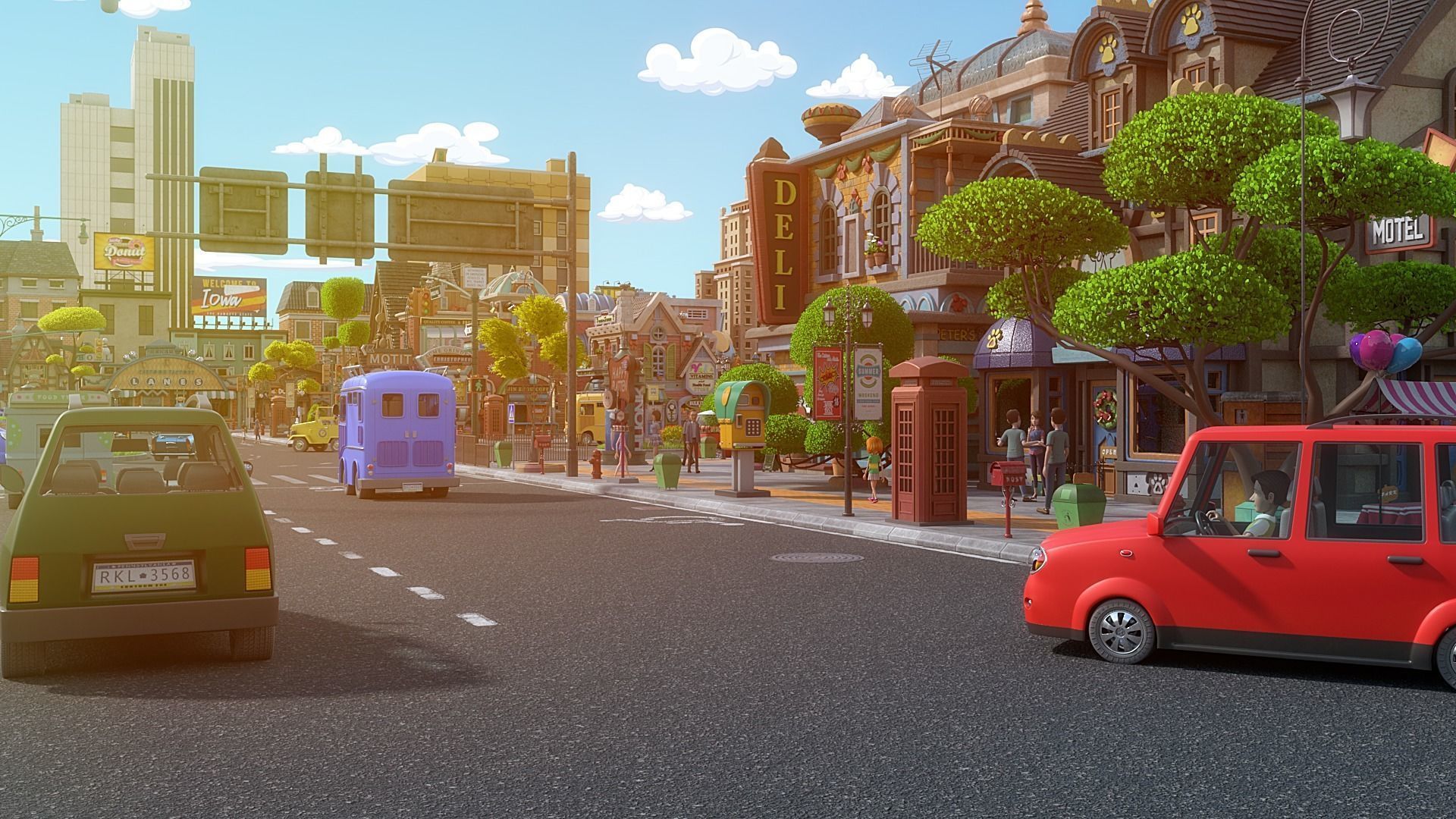 Cartoon City Street Scene V3 3D model_9