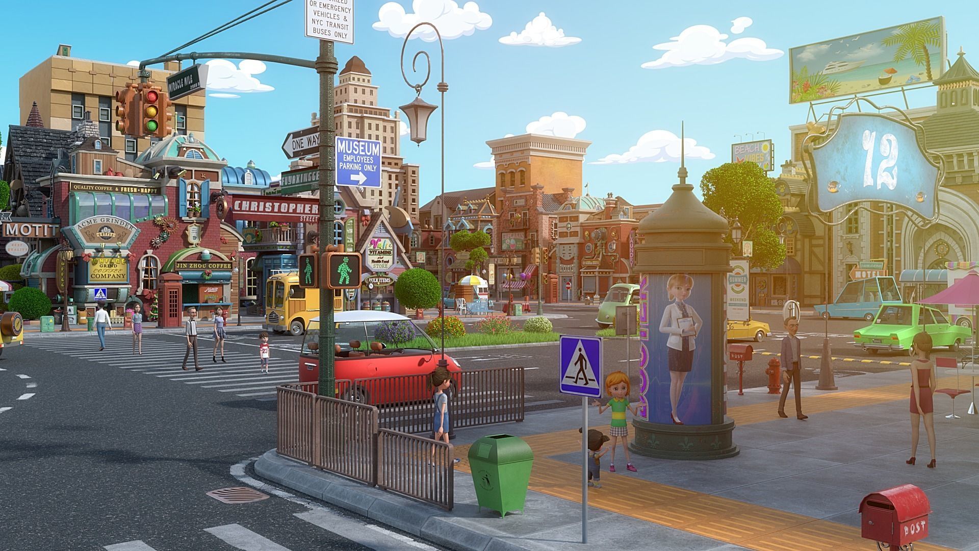 Cartoon City Street Scene V3 3D model_5