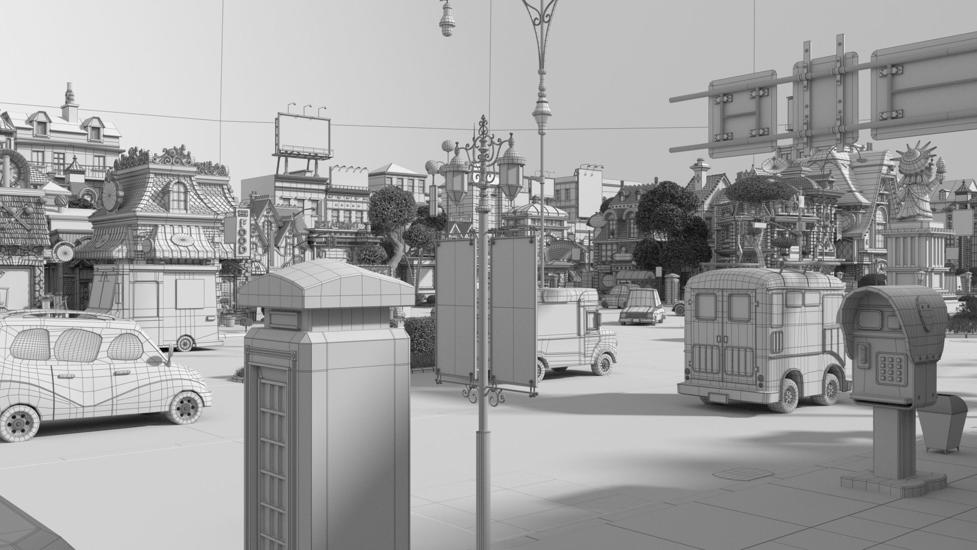 Cartoon City Street Scene V3 3D model_62
