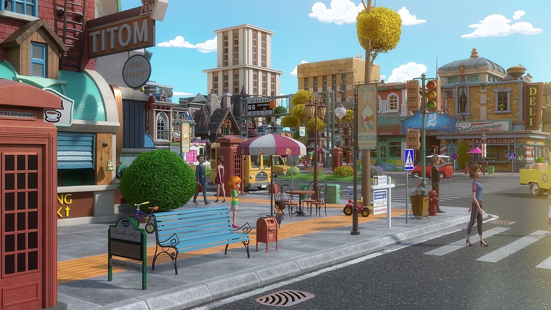 Cartoon City Street Scene V3 3D model_15