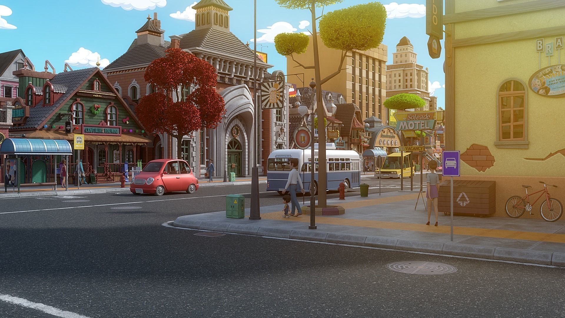 Cartoon City Street Scene V3 3D model_49