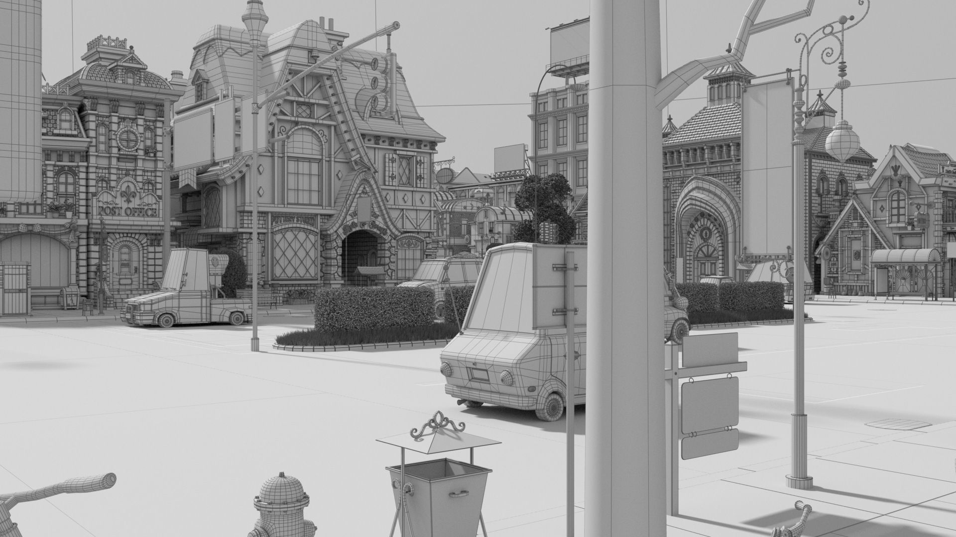 Cartoon City Street Scene V3 3D model_50