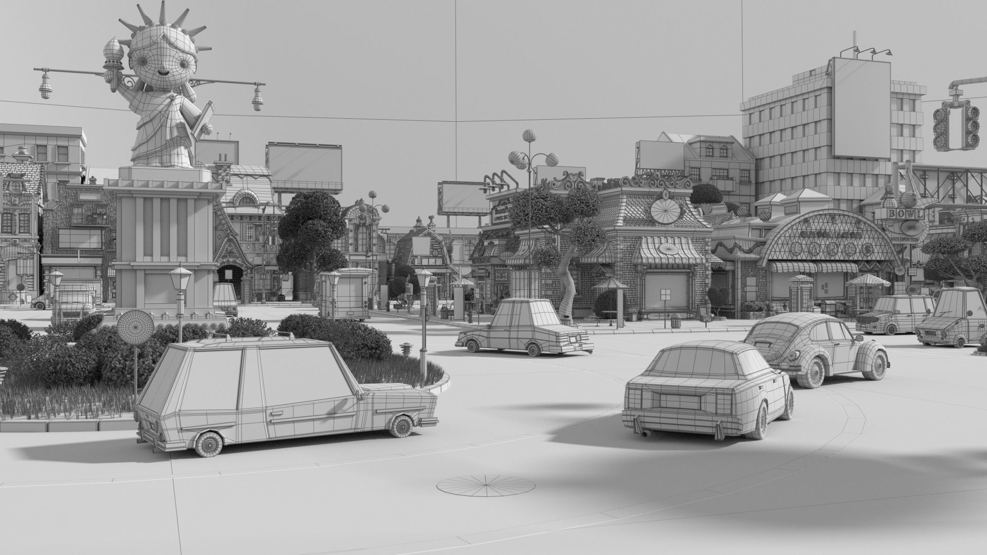 Cartoon City Street Scene V3 3D model_70