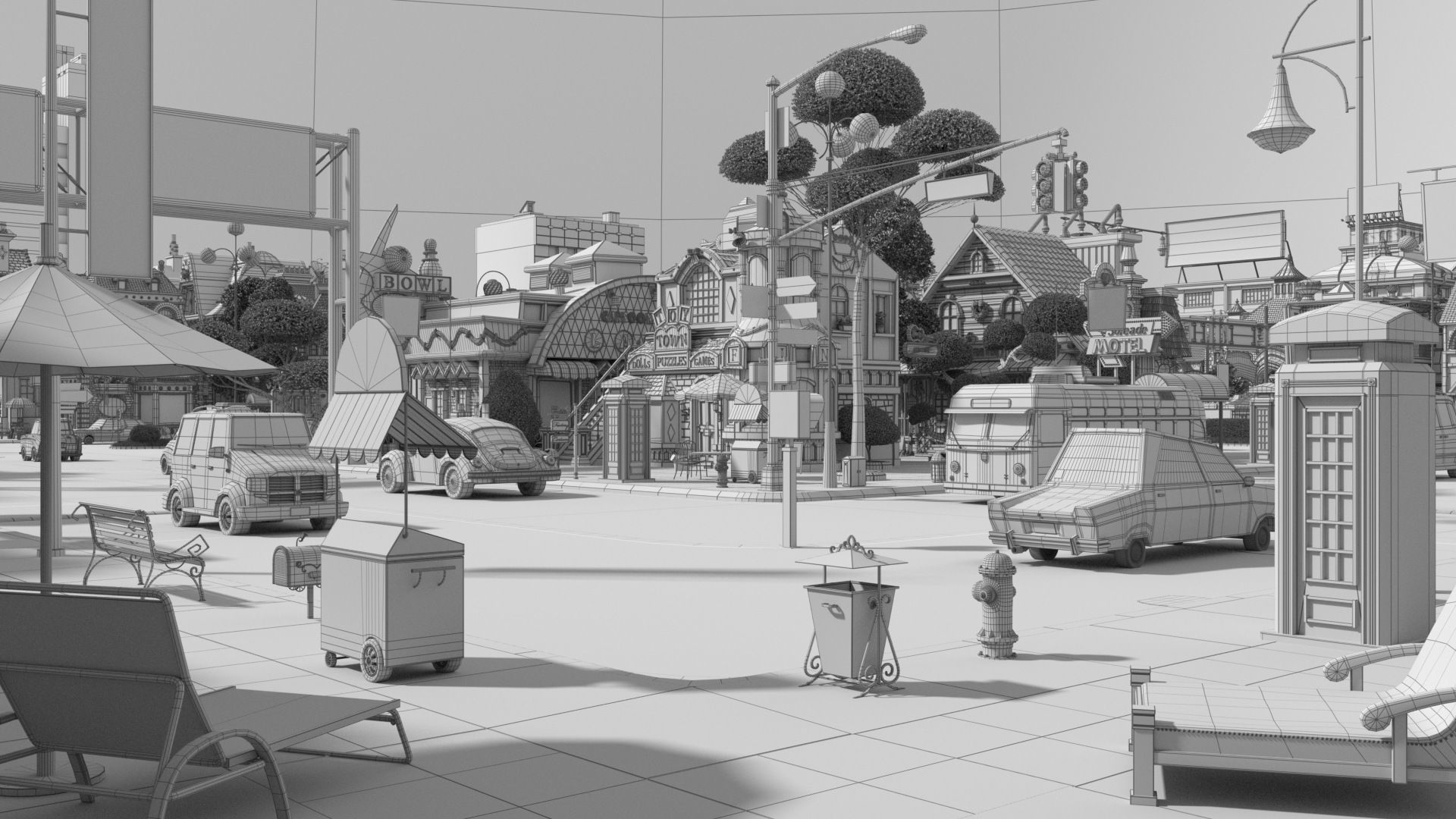 Cartoon City Street Scene V3 3D model_78