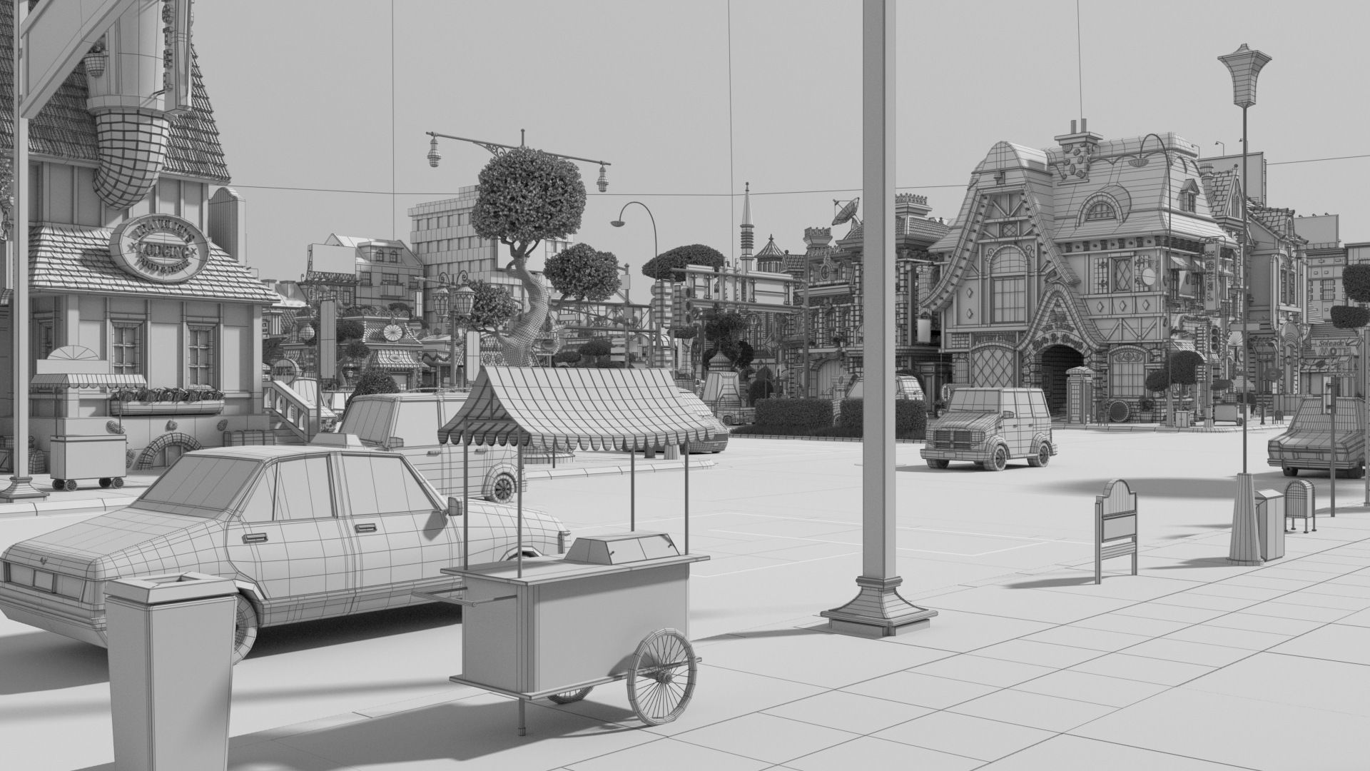 Cartoon City Street Scene V3 3D model_92