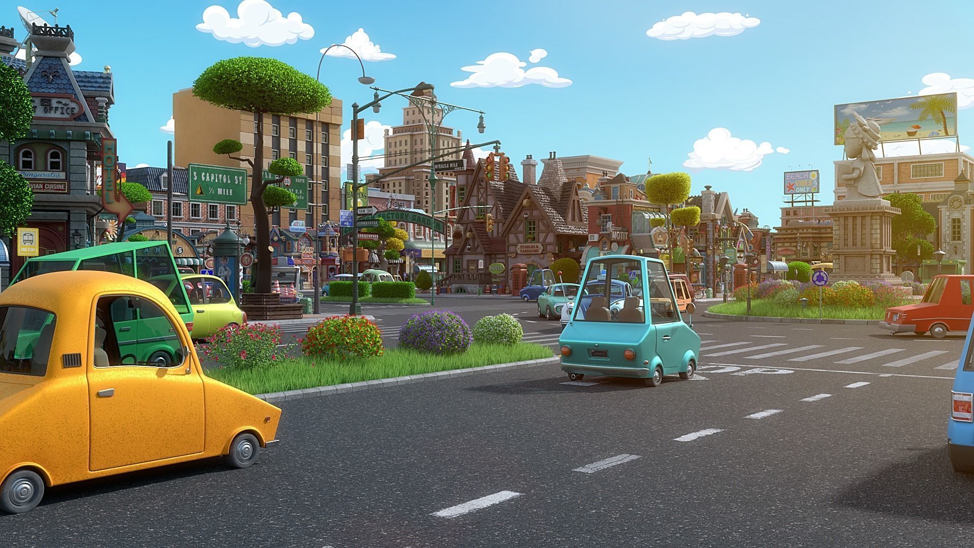 Cartoon City Street Scene V3 3D model_38