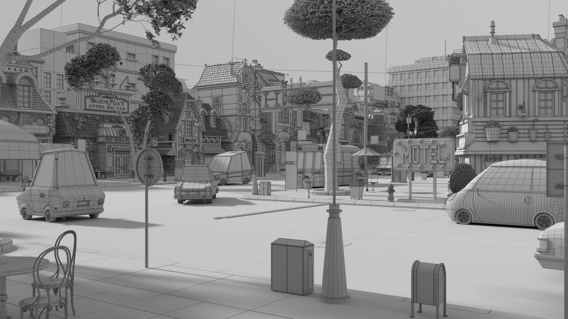 Cartoon City Street Scene V3 3D model_87