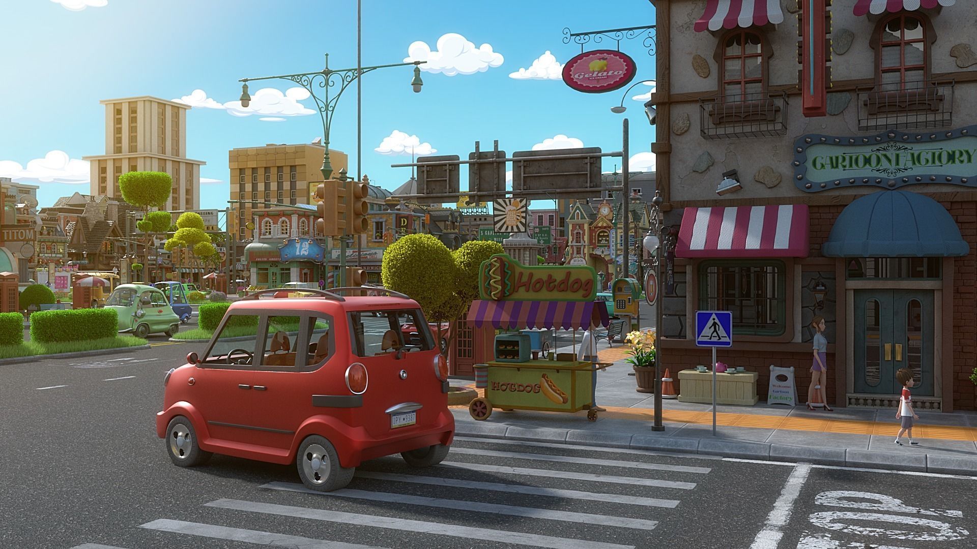 Cartoon City Street Scene V3 3D model_28