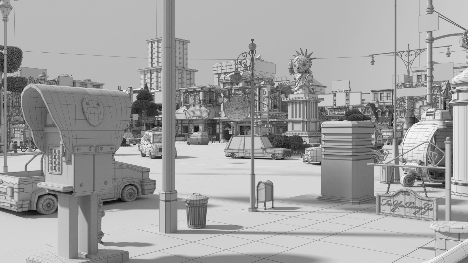 Cartoon City Street Scene V3 3D model_74