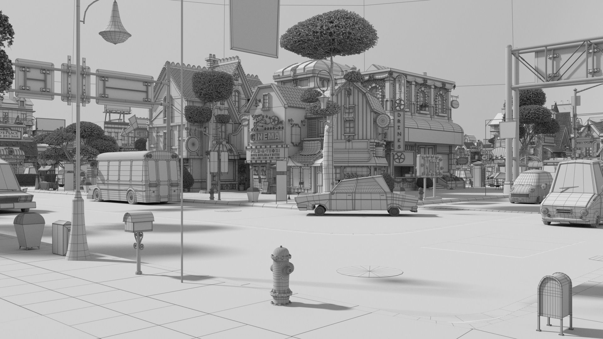 Cartoon City Street Scene V3 3D model_54