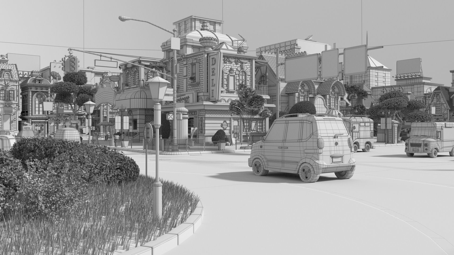 Cartoon City Street Scene V3 3D model_58