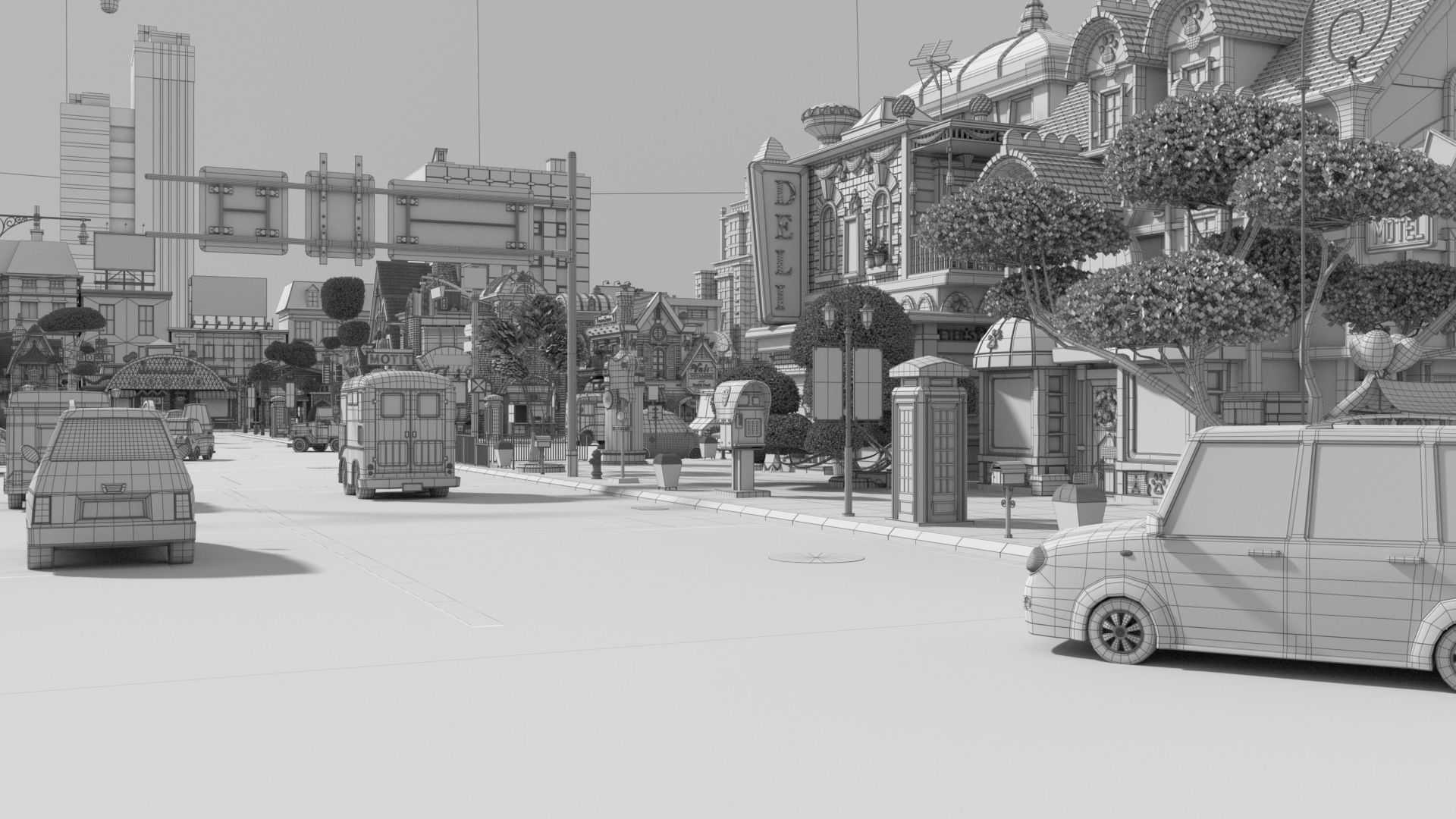 Cartoon City Street Scene V3 3D model_55