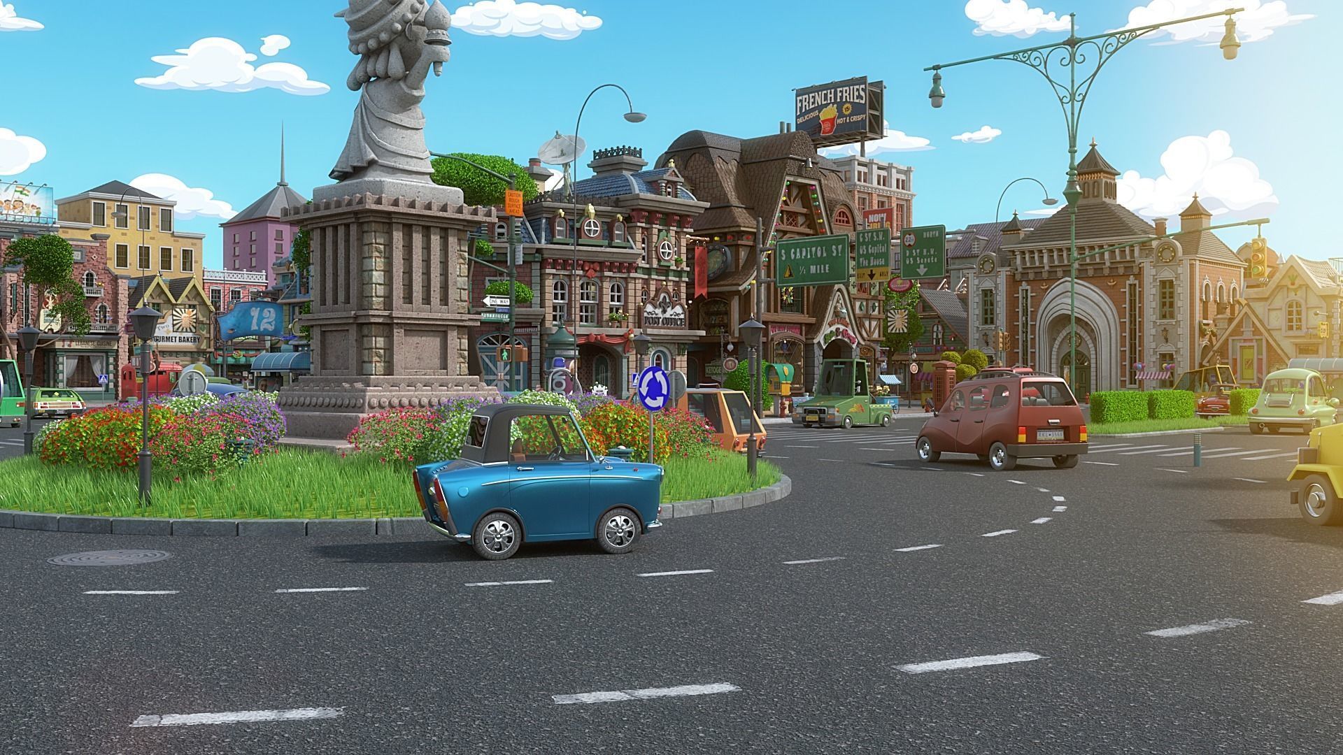 Cartoon City Street Scene V3 3D model_32