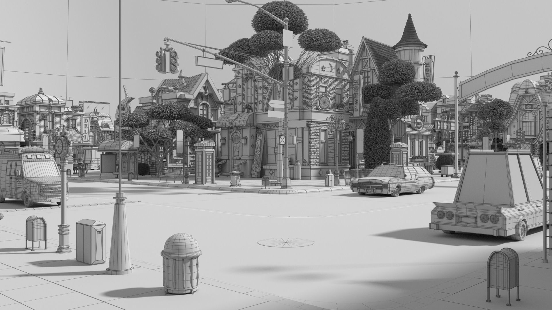Cartoon City Street Scene V3 3D model_73