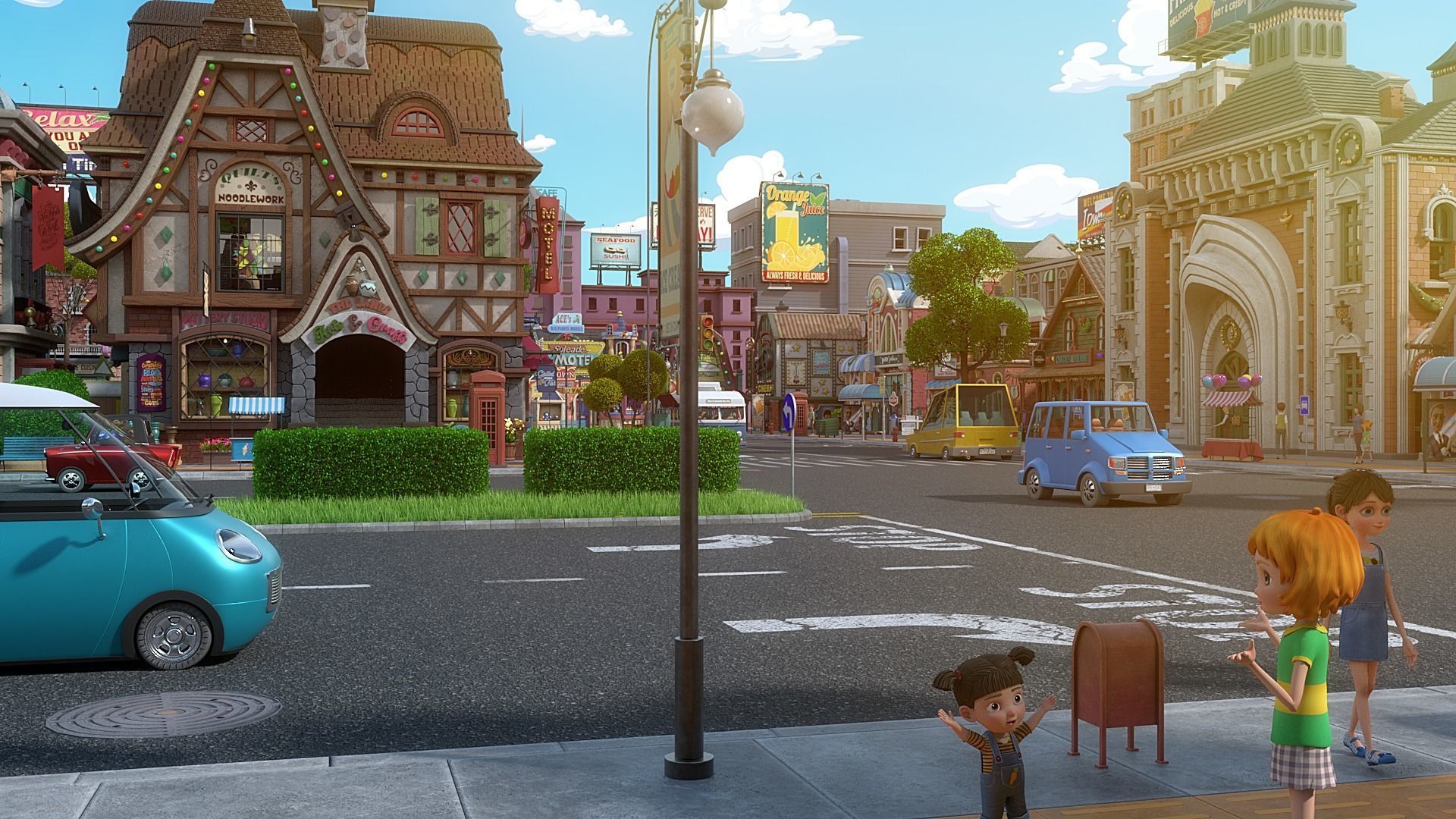 Cartoon City Street Scene V3 3D model_18