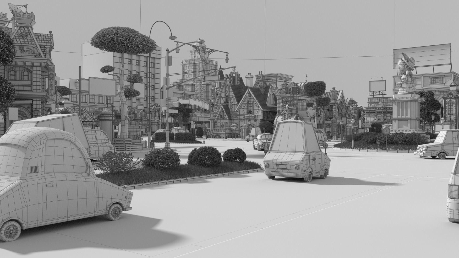 Cartoon City Street Scene V3 3D model_60