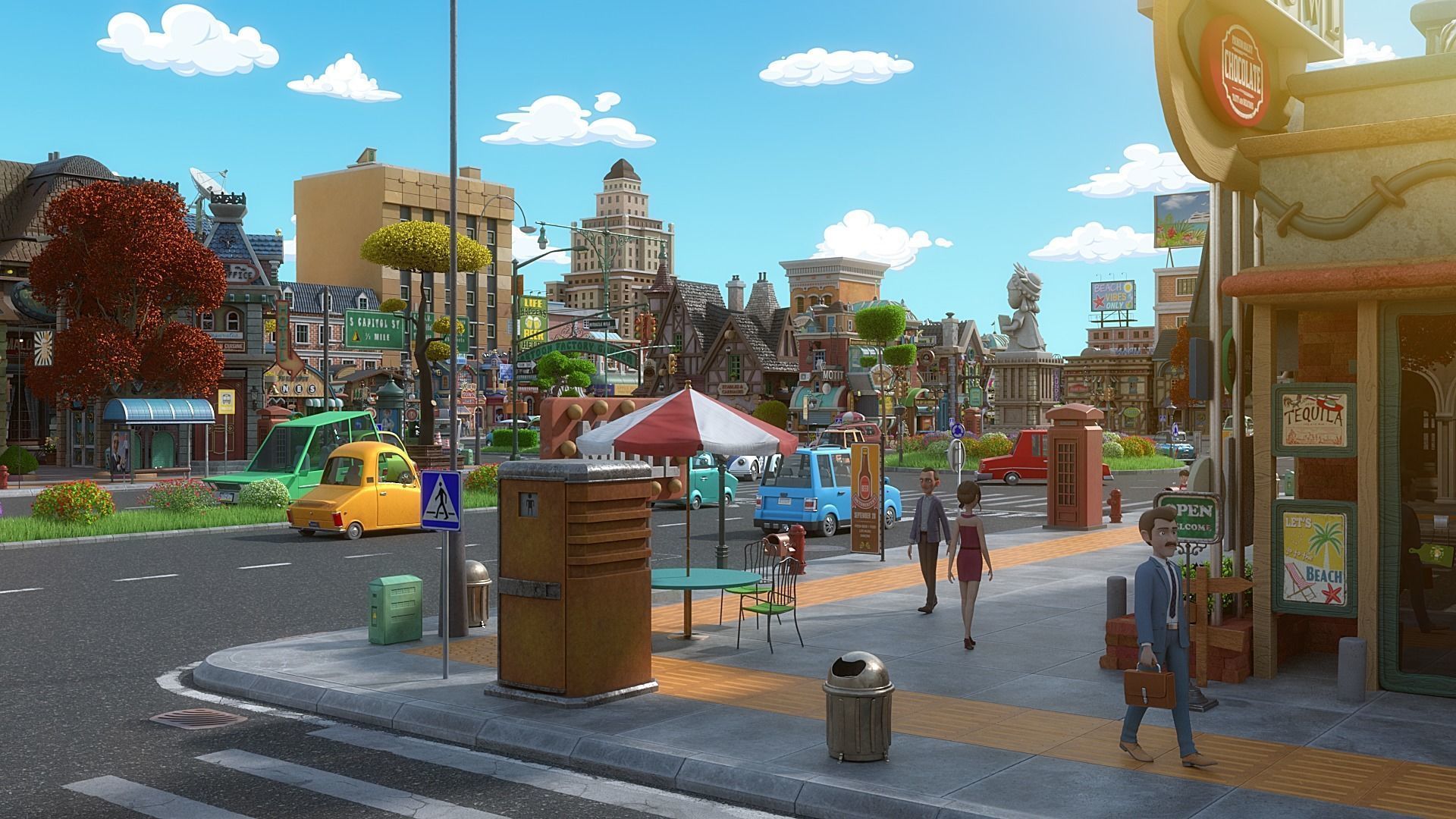 Cartoon City Street Scene V3 3D model_26