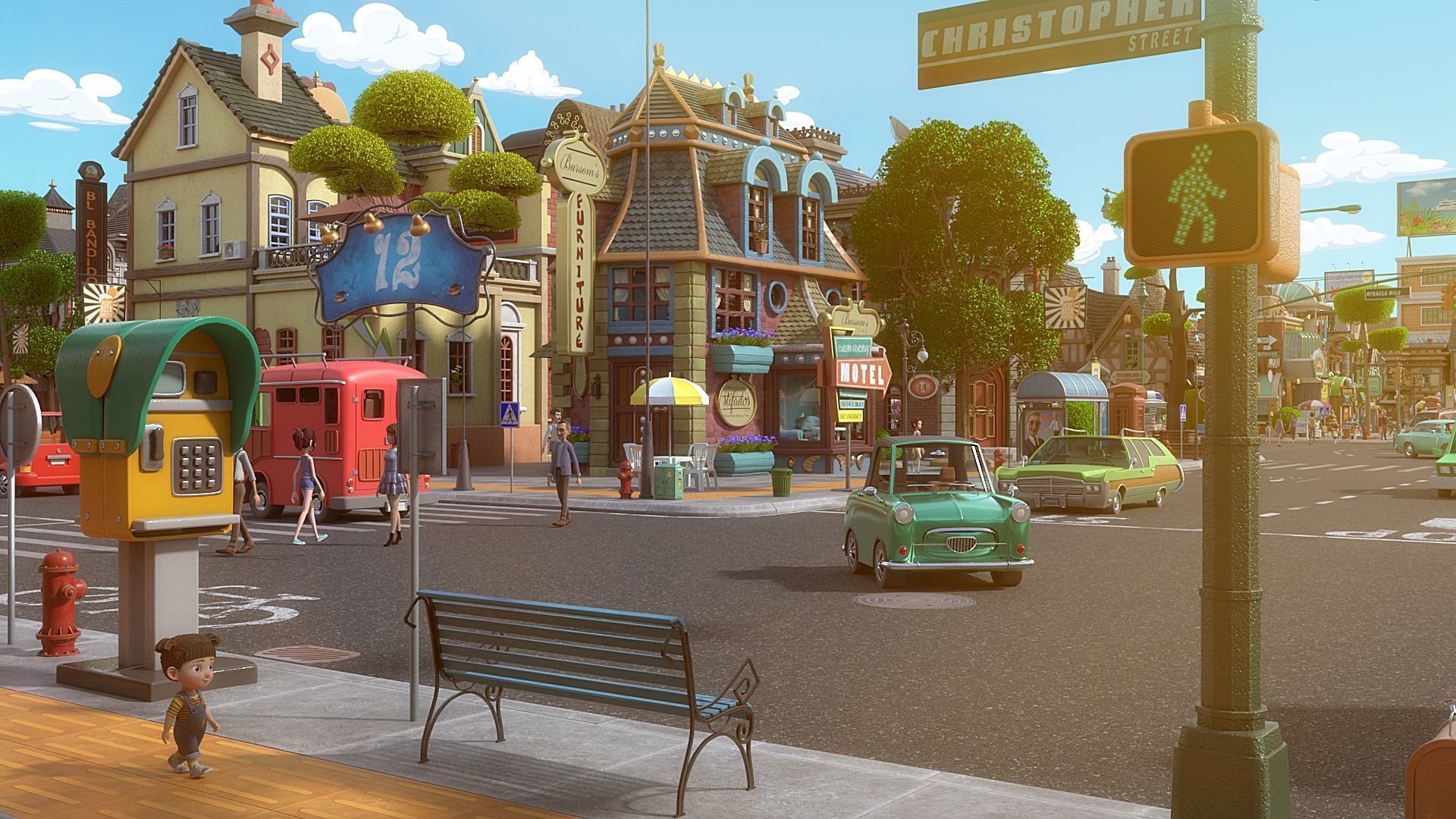 Cartoon City Street Scene V3 3D model_47