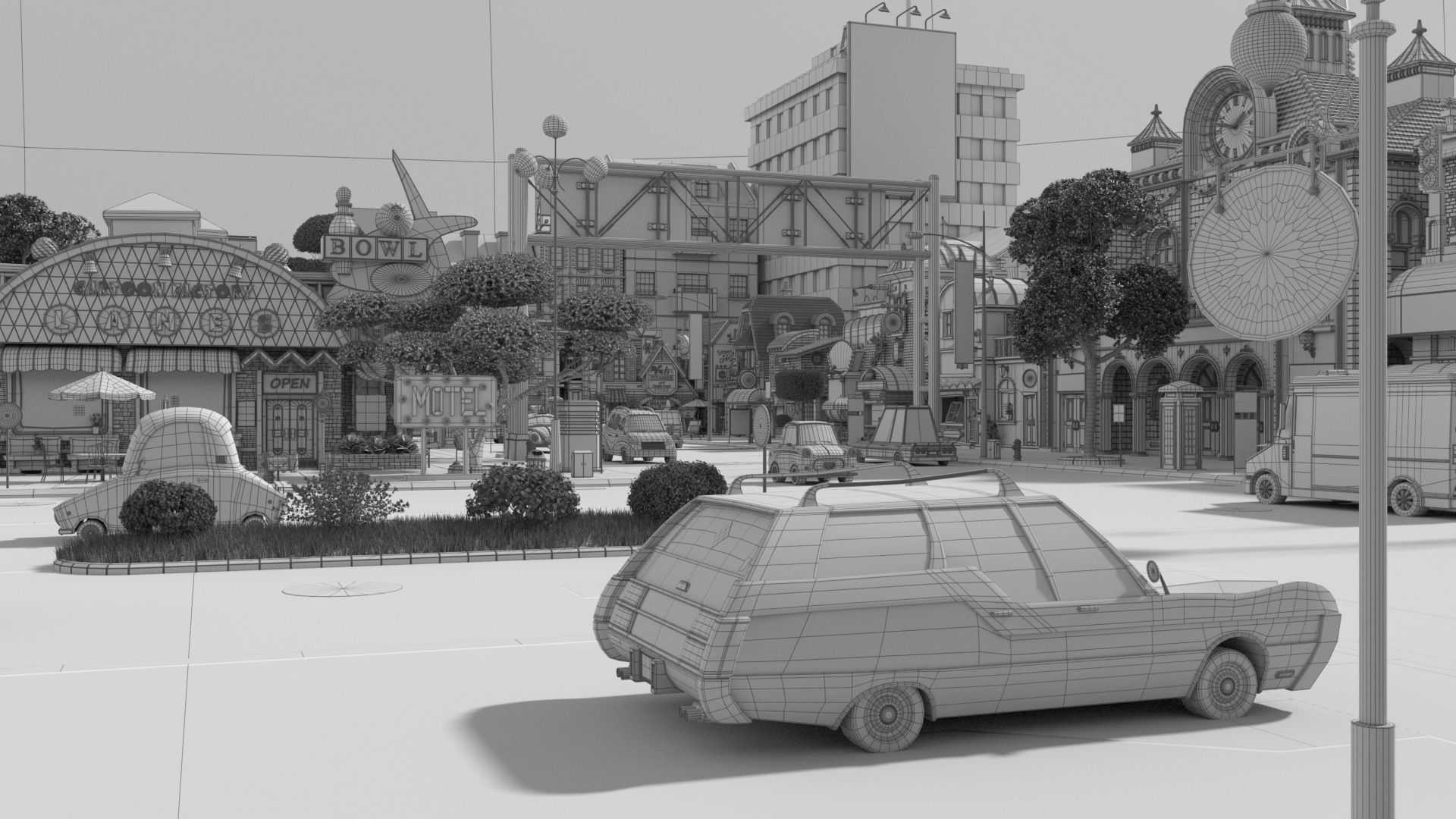 Cartoon City Street Scene V3 3D model_52