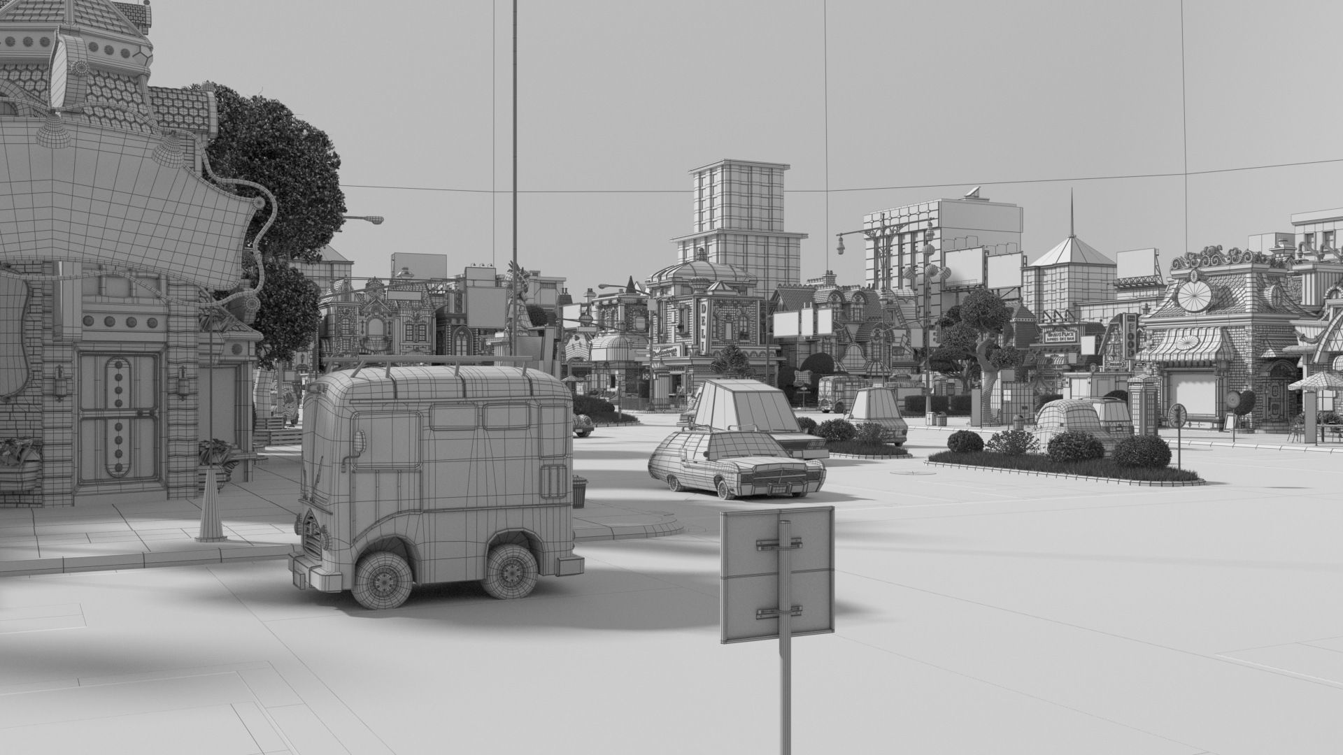 Cartoon City Street Scene V3 3D model_53