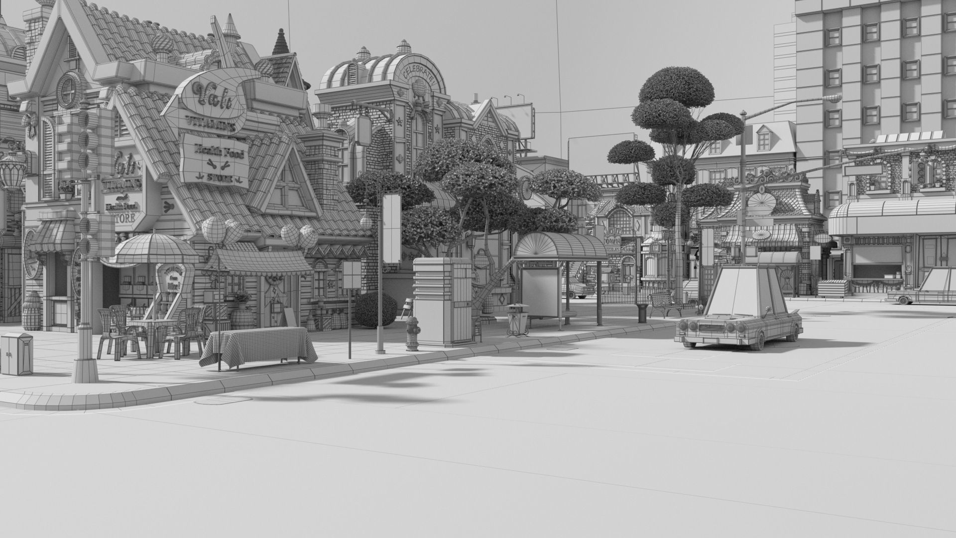 Cartoon City Street Scene V3 3D model_76
