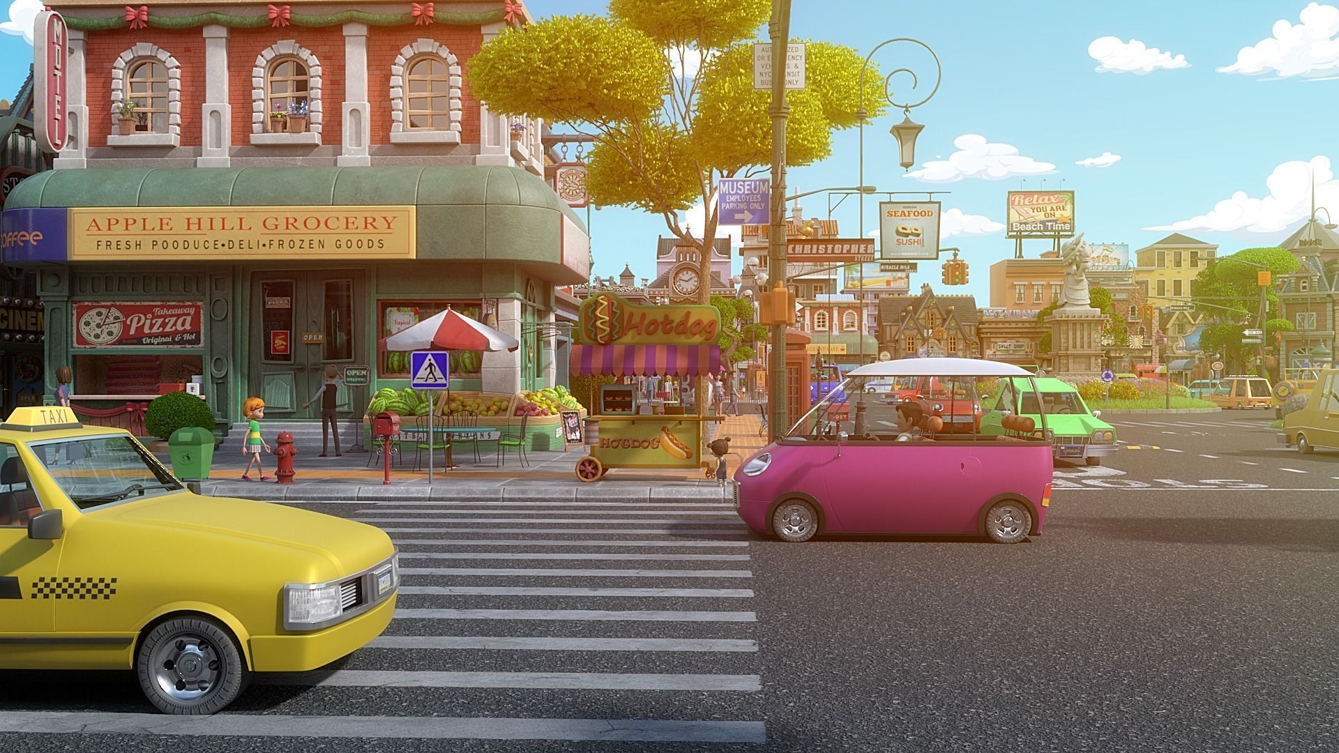 Cartoon City Street Scene V3 3D model_3