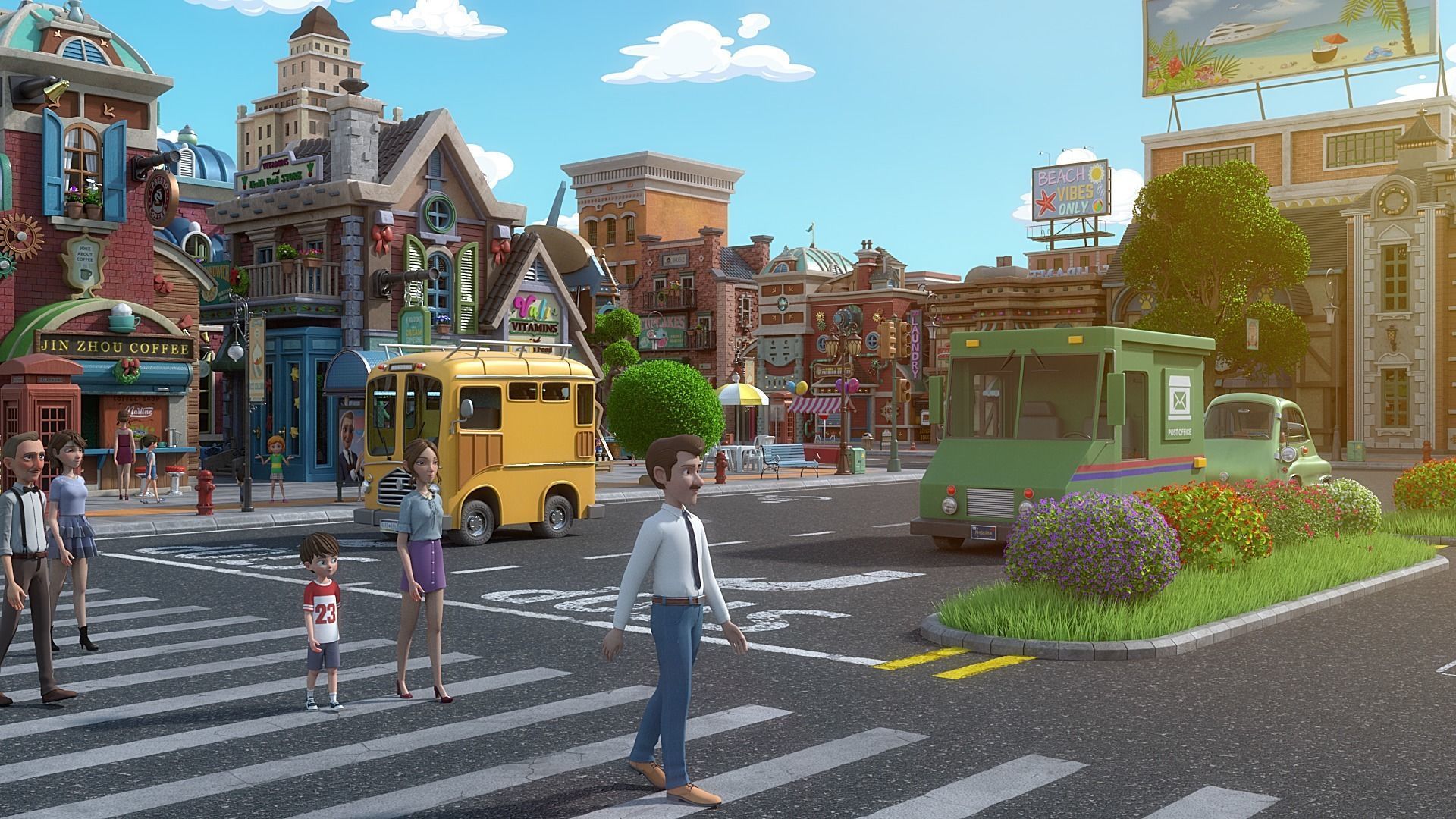 Cartoon City Street Scene V3 3D model_41