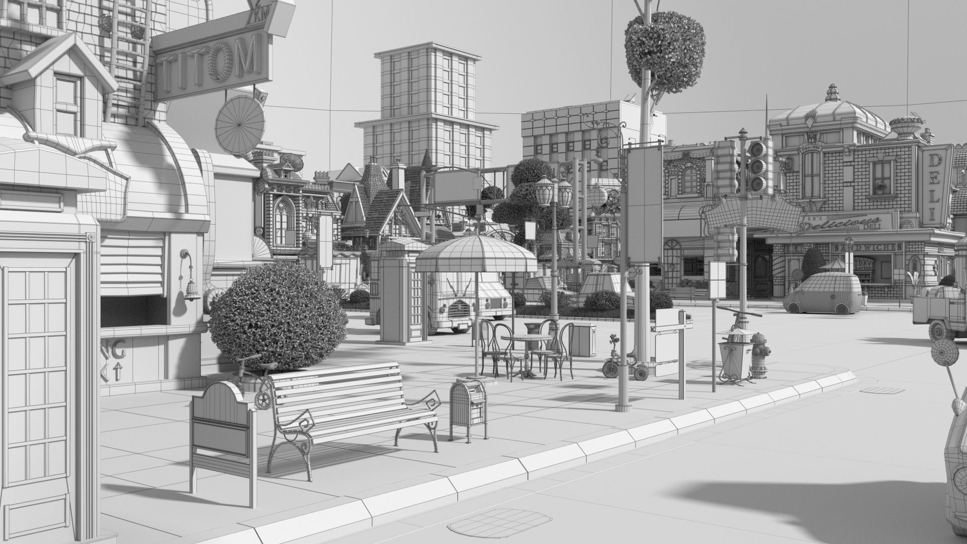 Cartoon City Street Scene V3 3D model_79