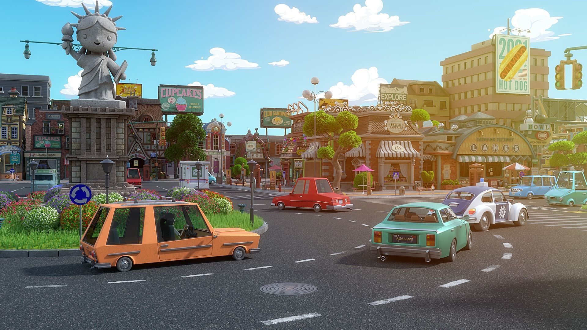Cartoon City Street Scene V3 3D model_2