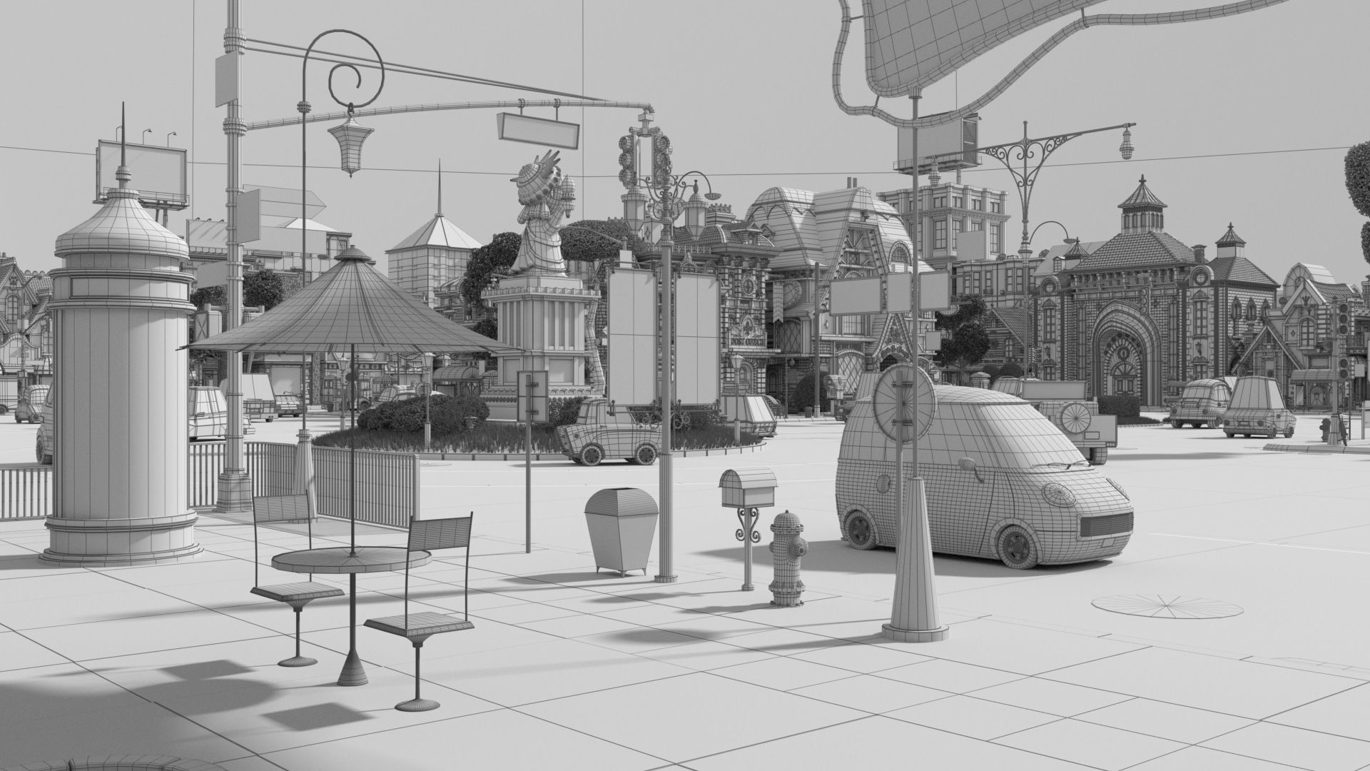 Cartoon City Street Scene V3 3D model_56