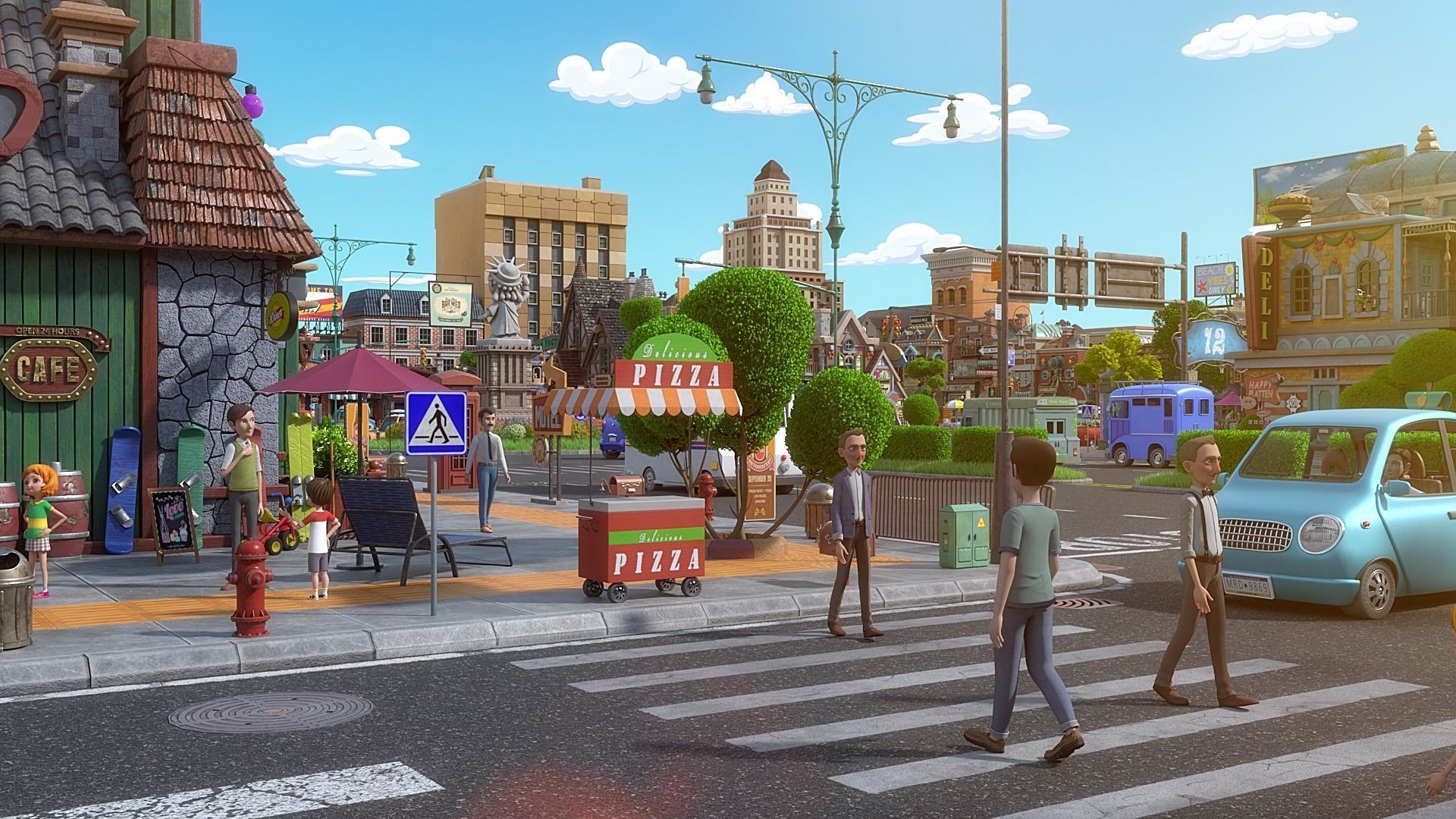 Cartoon City Street Scene V3 3D model_21