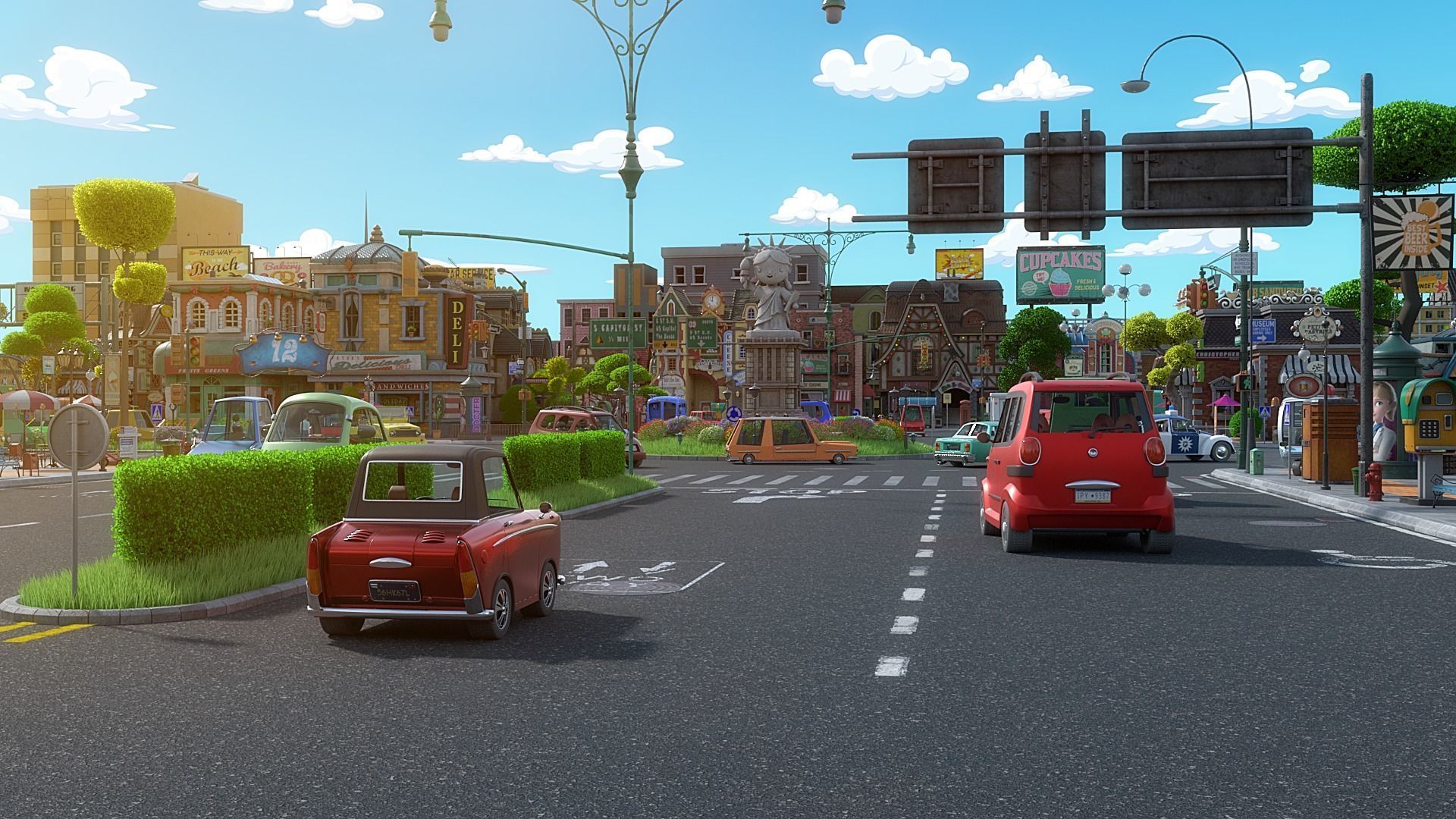 Cartoon City Street Scene V3 3D model_40