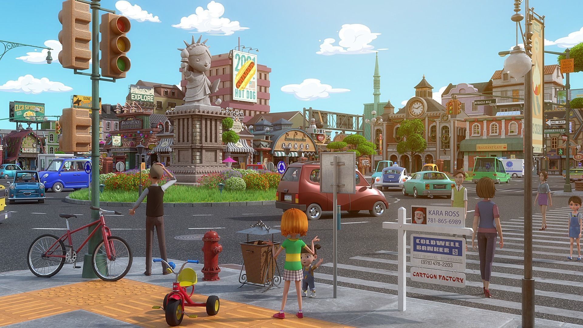 Cartoon City Street Scene V3 3D model_27