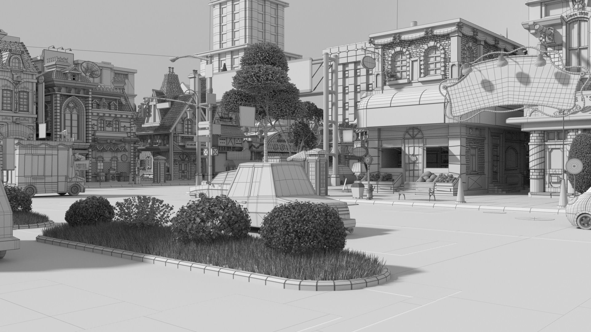 Cartoon City Street Scene V3 3D model_72