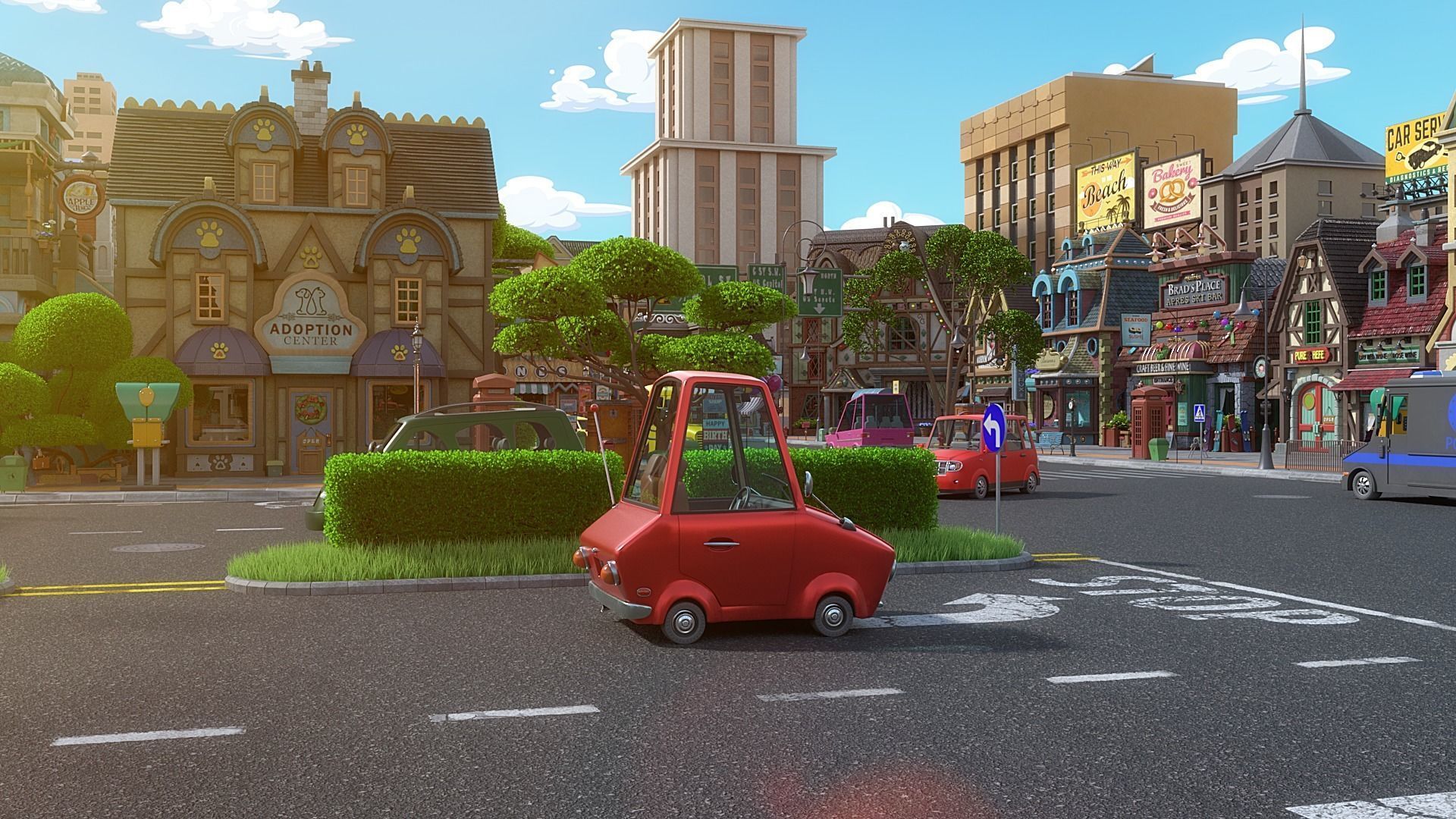 Cartoon City Street Scene V3 3D model_35