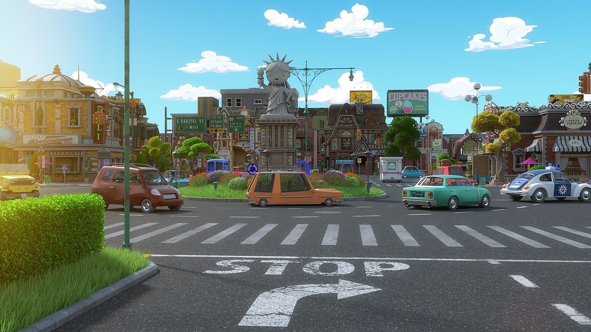 Cartoon City Street Scene V3 3D model_13