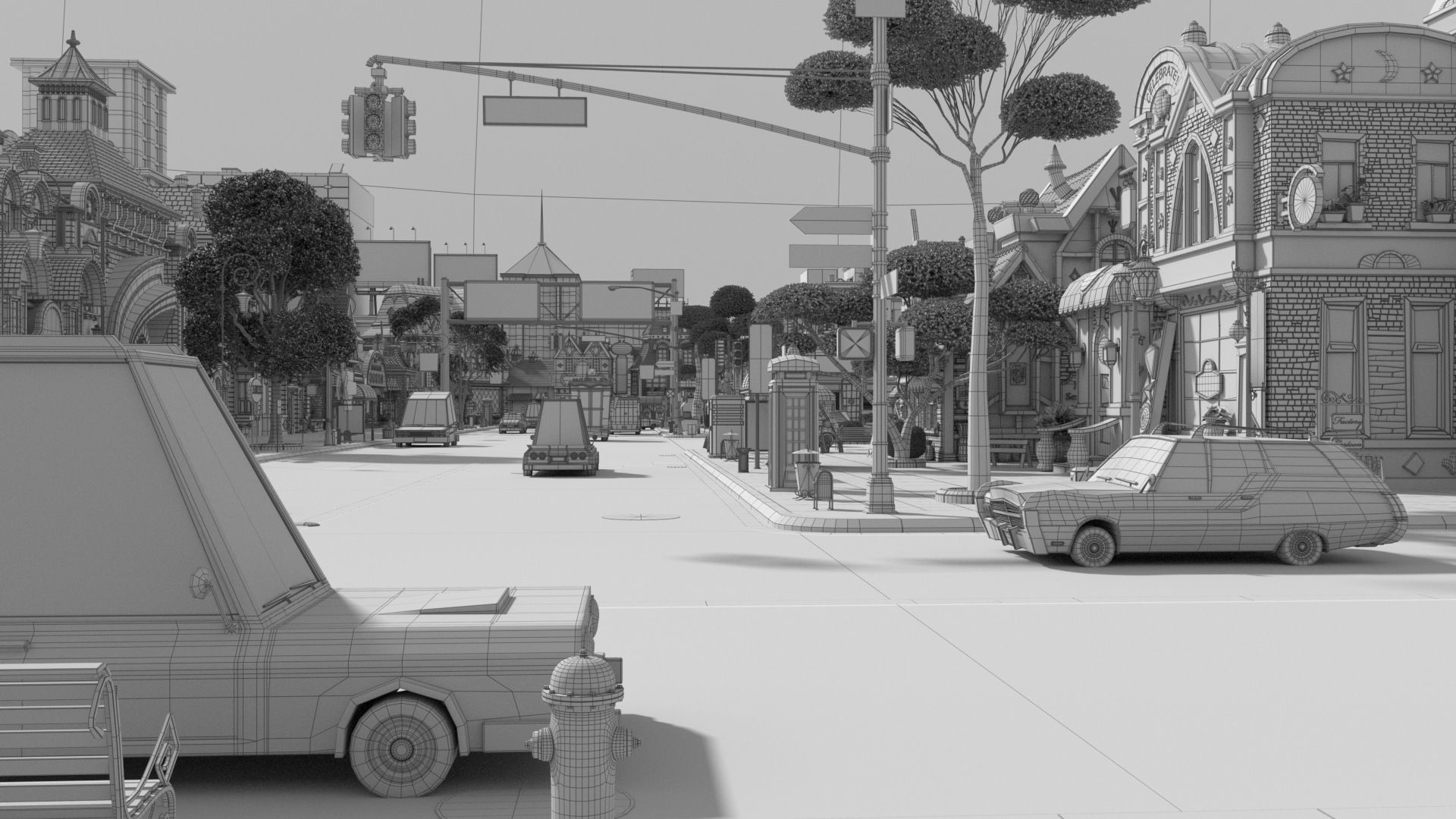 Cartoon City Street Scene V3 3D model_82