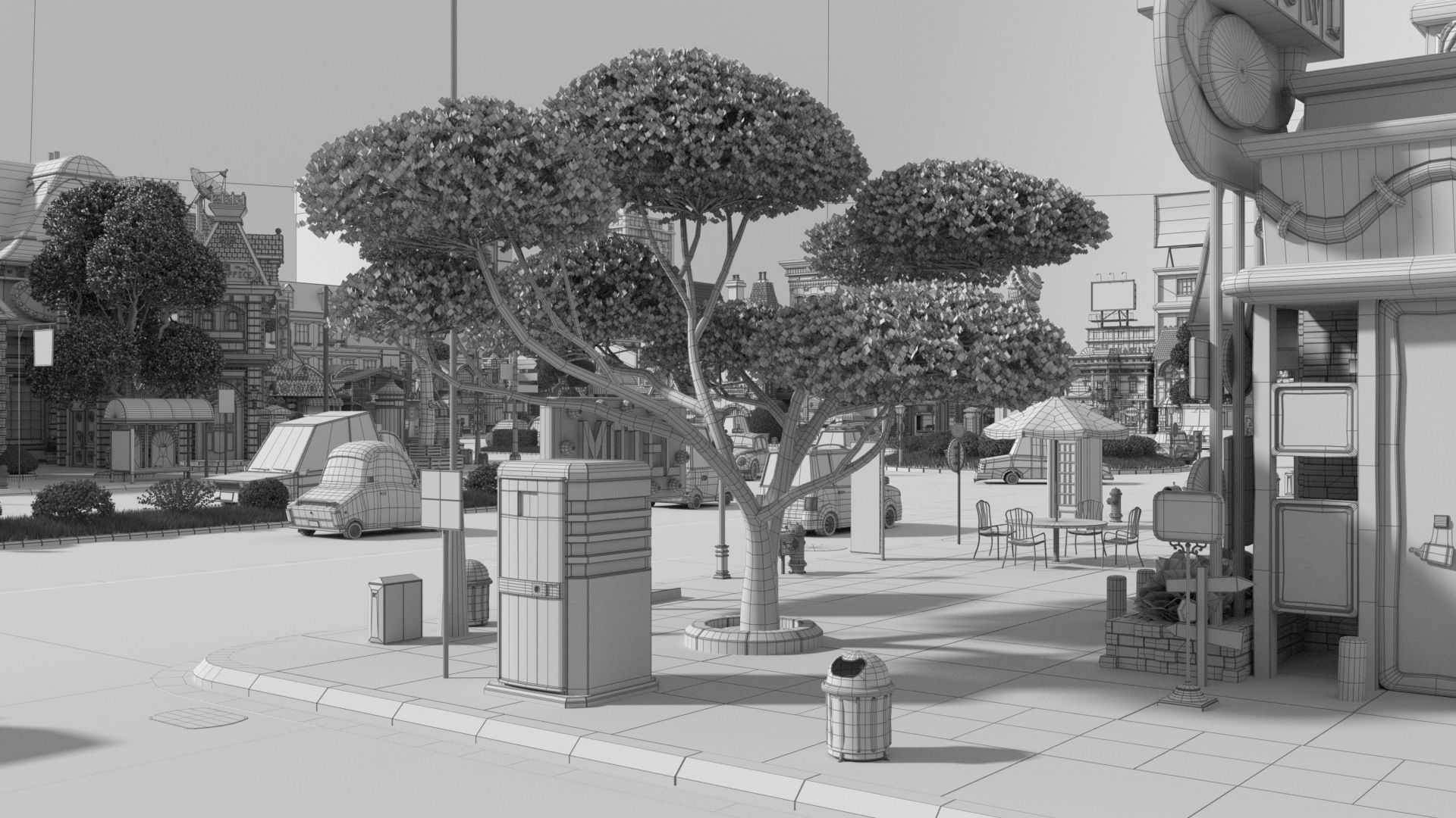 Cartoon City Street Scene V3 3D model_89