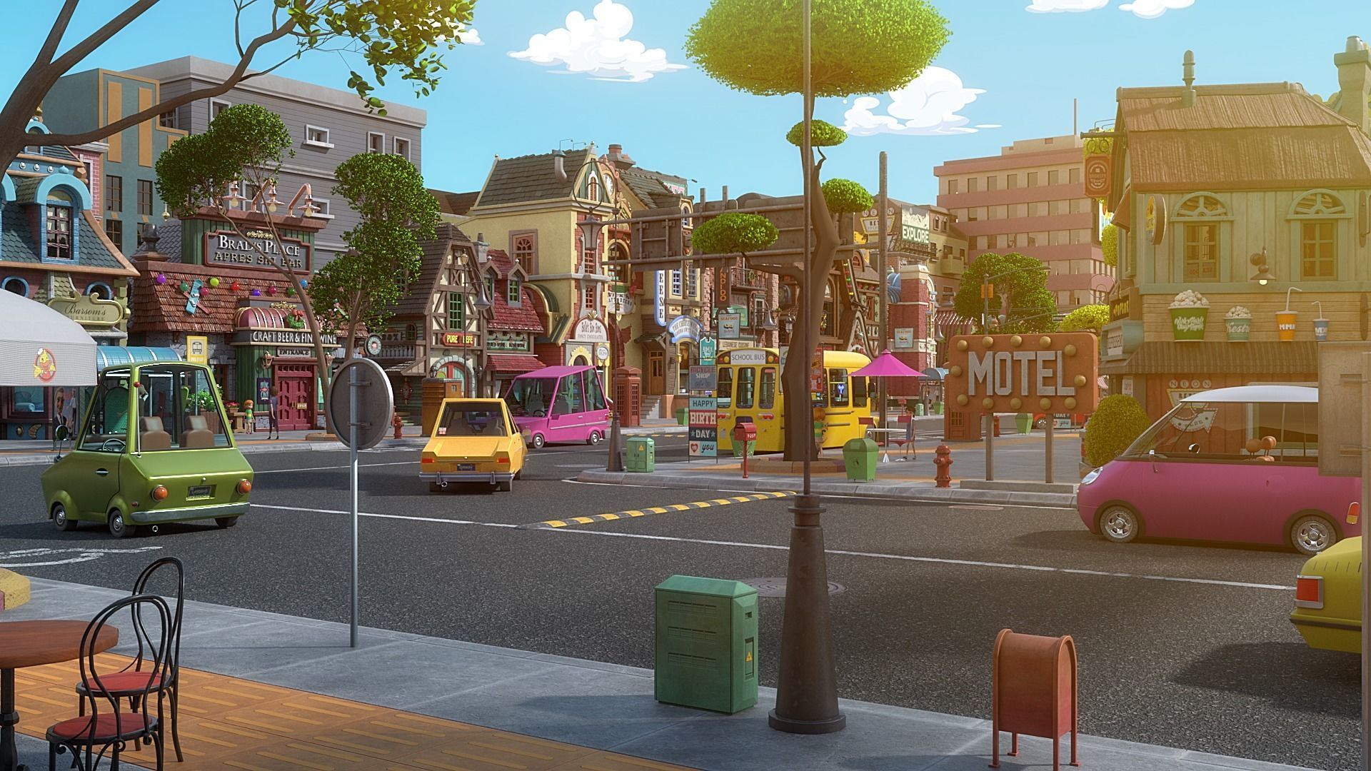 Cartoon City Street Scene V3 3D model_20