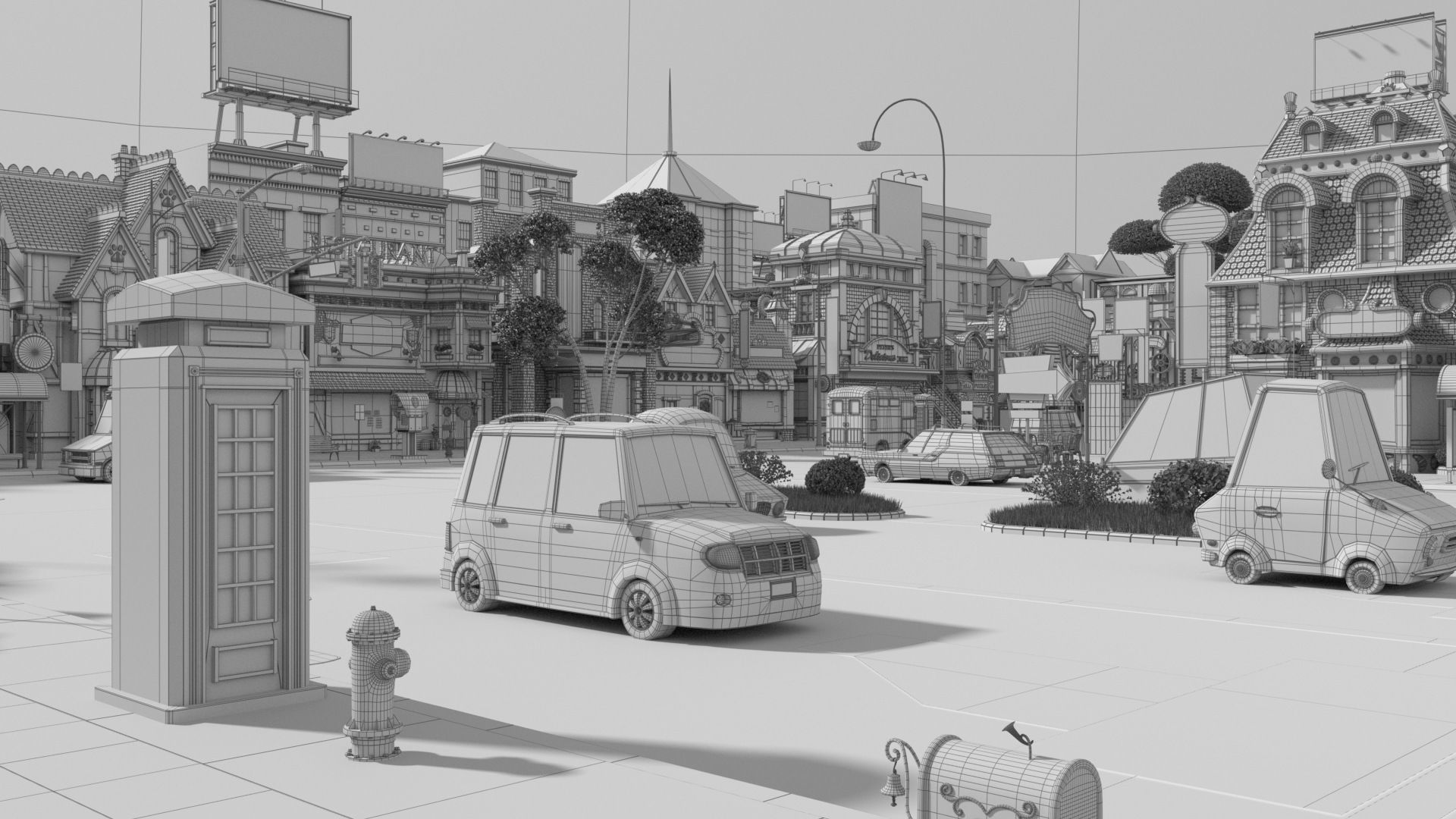 Cartoon City Street Scene V3 3D model_66