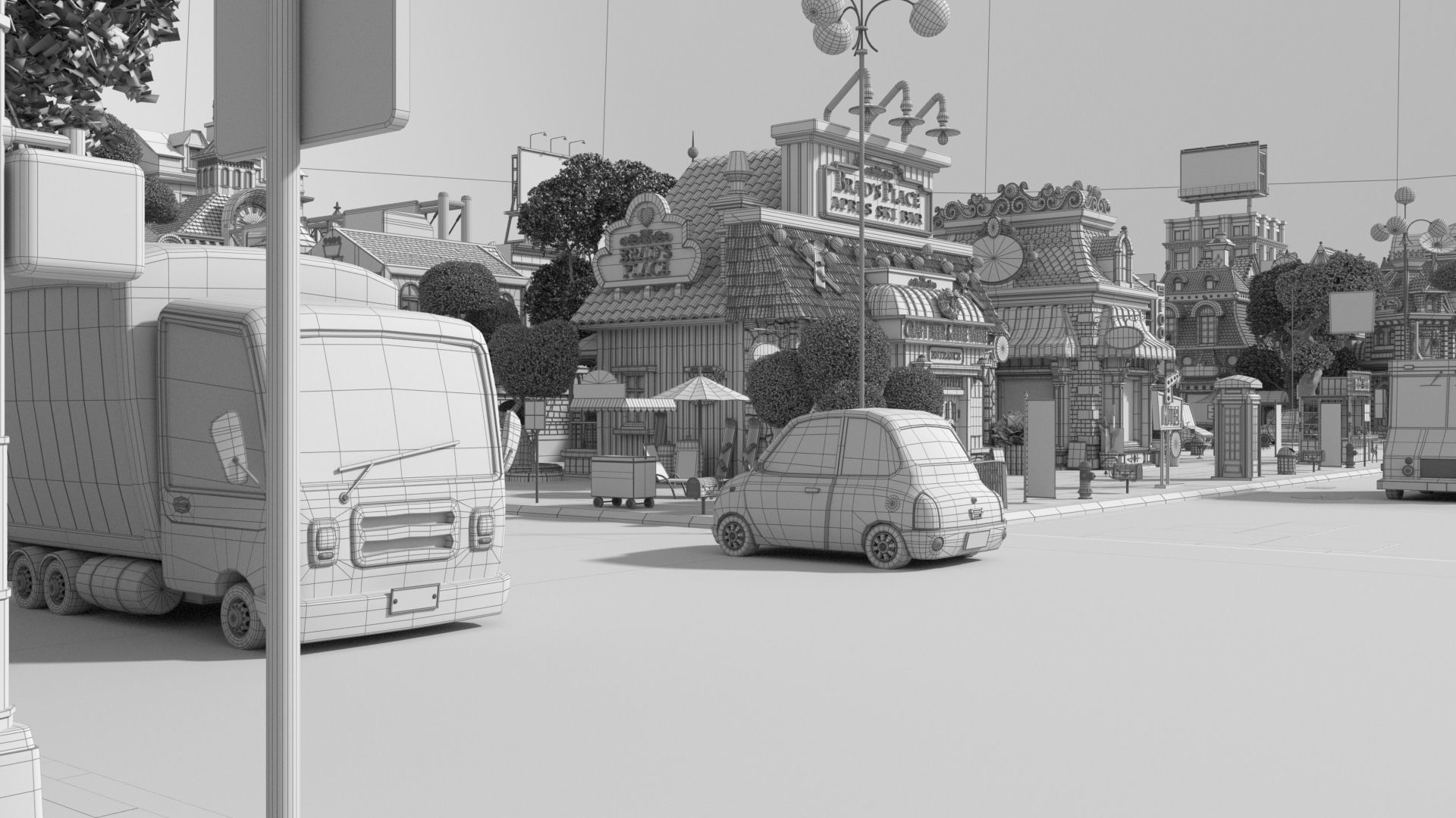 Cartoon City Street Scene V3 3D model_61